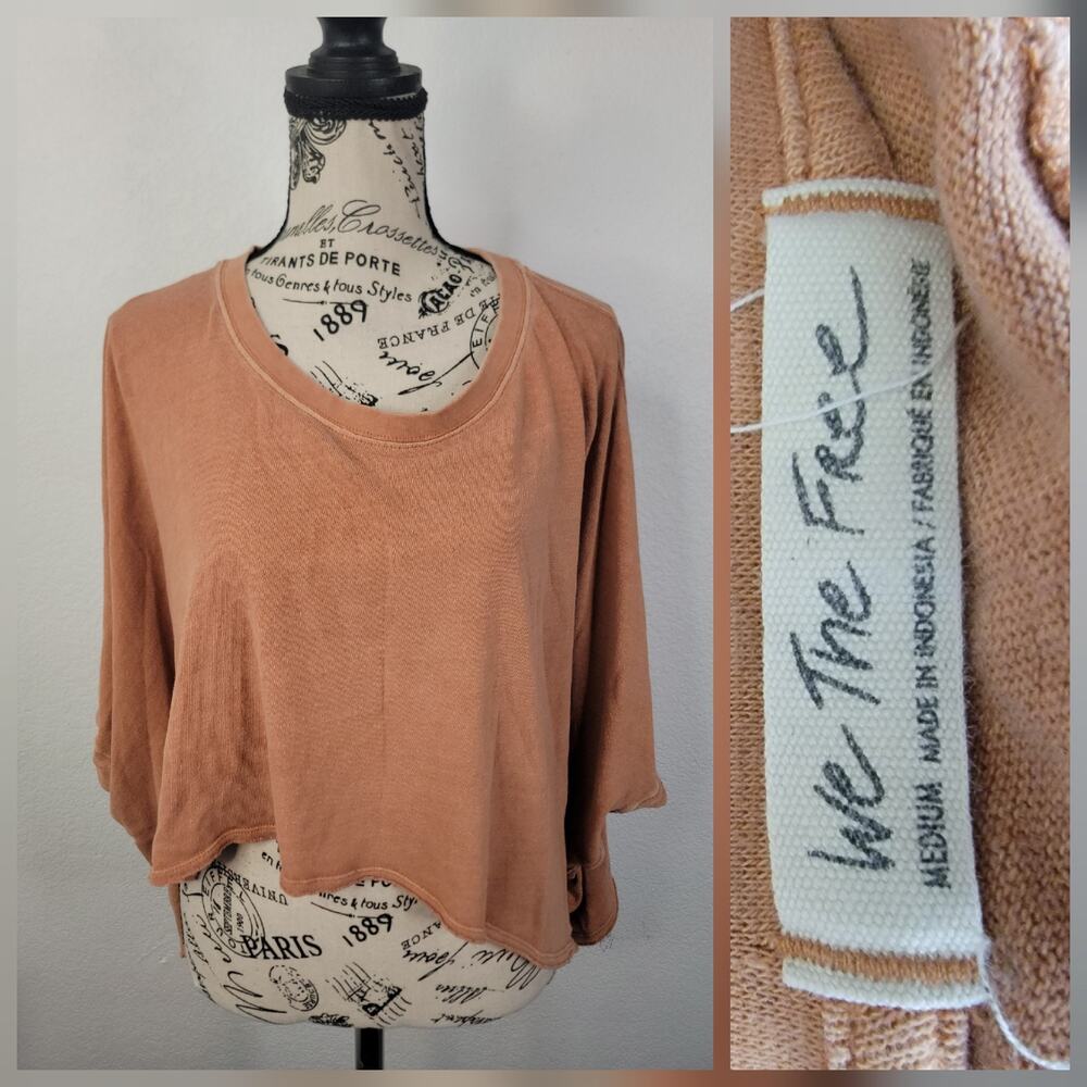 Free People Cropped Tee Sz M Coral Short Sleeves CC Tee Relaxed We The Free - Picture 2 of 11
